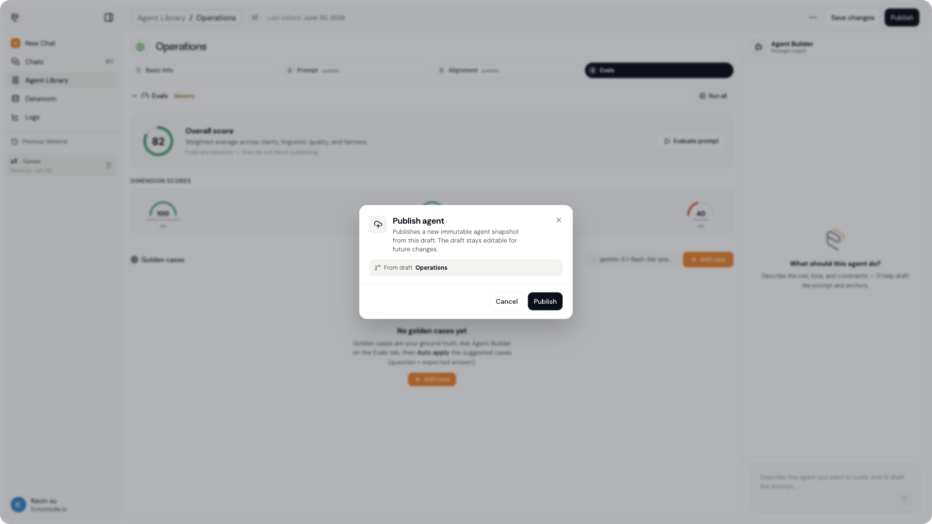 The publish dialog